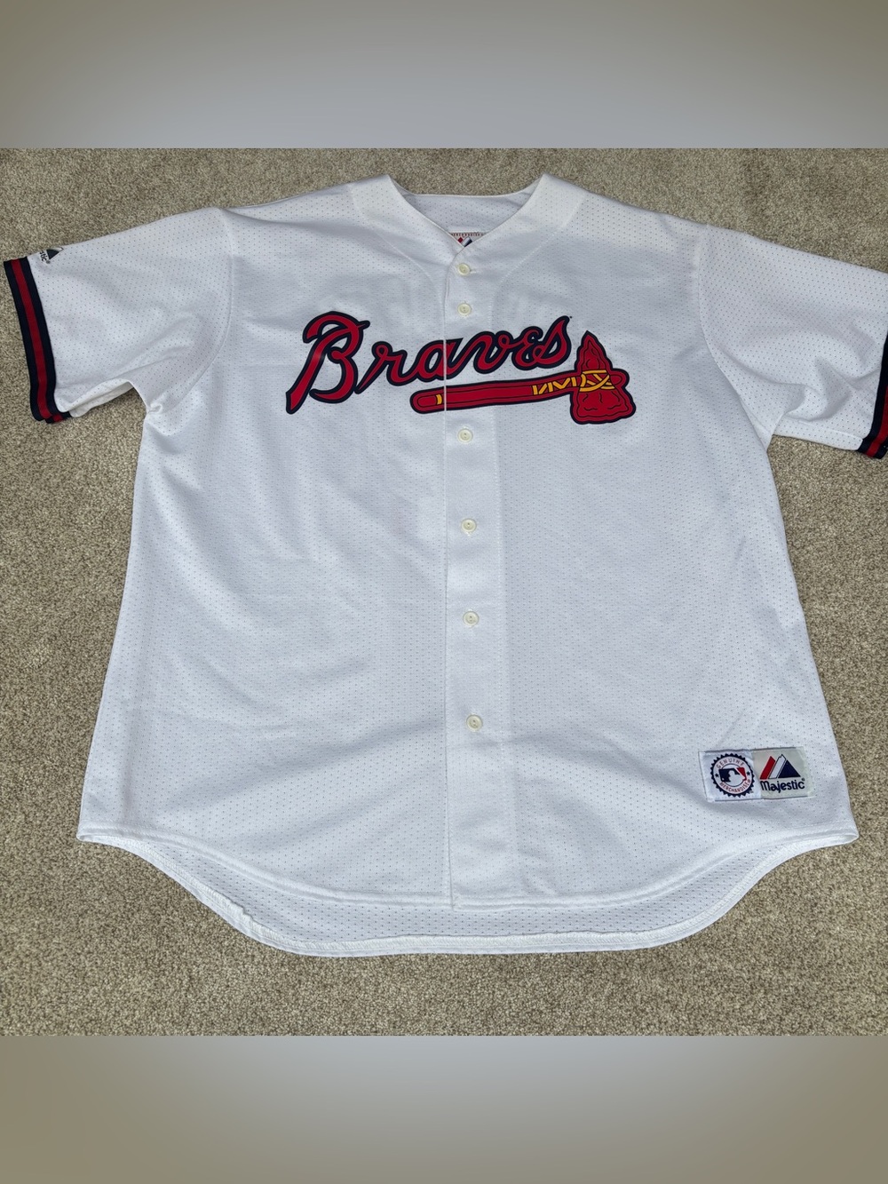 Atlanta Braves Jeff Francoeur #7 Majestic Jersey Men's 2XL White Baseball